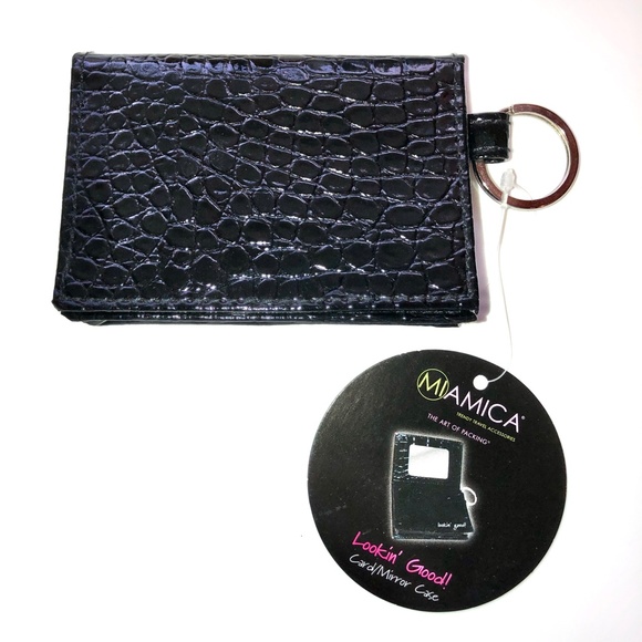 🎉2xHP🎉 MIAMICA Lookin' Good Card, Mirror Keychain Case Wallet Patent Croc NWT - Picture 2 of 8
